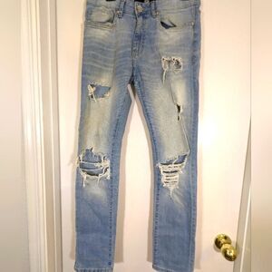 Jordan Craig Sean Style Rip & Repair Distressed Light Blue Denim Jeans